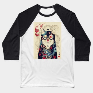 JAPANESE CAT IN SNAKE TATTOO Baseball T-Shirt